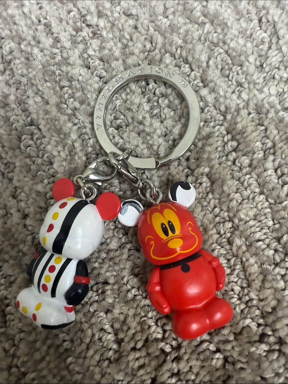 Disney Red & White Mickey-Inspired Keychain Pair